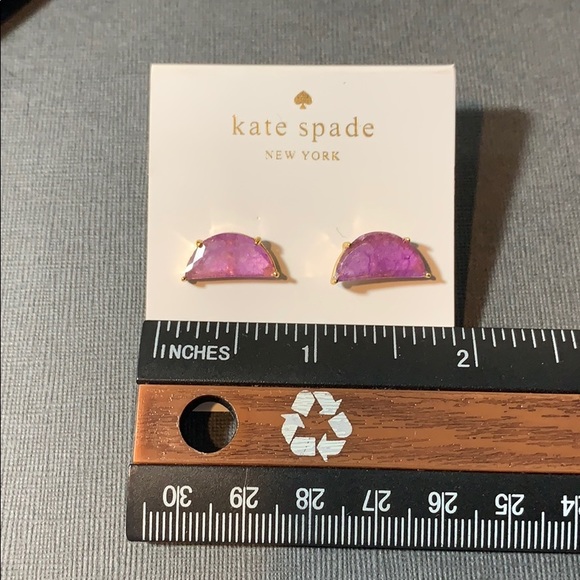 Kate Spade gold Purple half moon stud earrings - Picture 3 of 3